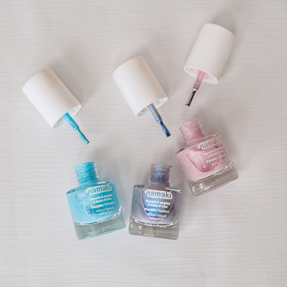 Vernis à ongles enfant Namaki – Pelable à l’eau, sans solvant, dès 3 ans – Bleu argenté